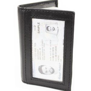 Men Pure Slim Genuine Leather Credit Card Holder, Black